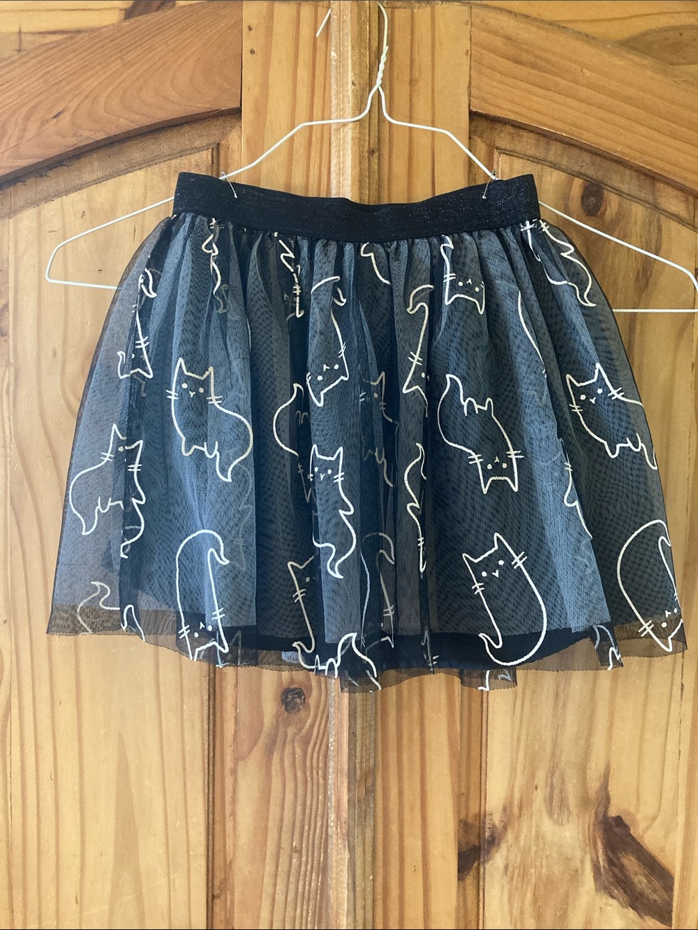 Girls black white cat tulle lace skirt costume size 6